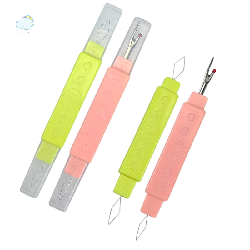 Twoe 2 In 1 เย็บ Threader Seam Ripper Dual Purpose เย็บเครื่องมือแบบพกพา Home เครื่องตัดด้ายคู่ฝาครอบป้องกัน TH