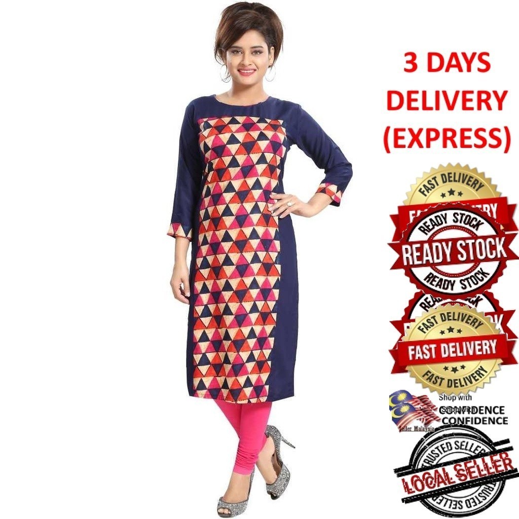 Indian Kurti Traditional Designer ยาวสั้นผู้หญิง Kurtis Kurta Tunic Top Blouse Plus UD505PG