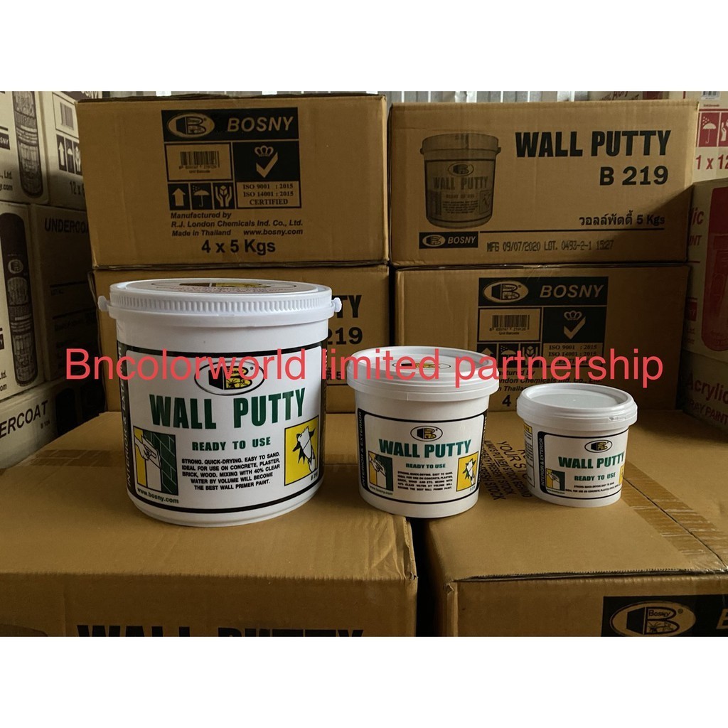 BOSNY B219 Wall Putty ขนาด 5 kg วอลพุตตี้ สีโป๊ว กำแพง อุด ซ่อมรอยแตกร้าว สีโป๊วผนัง เคมีโป๊ว bonus