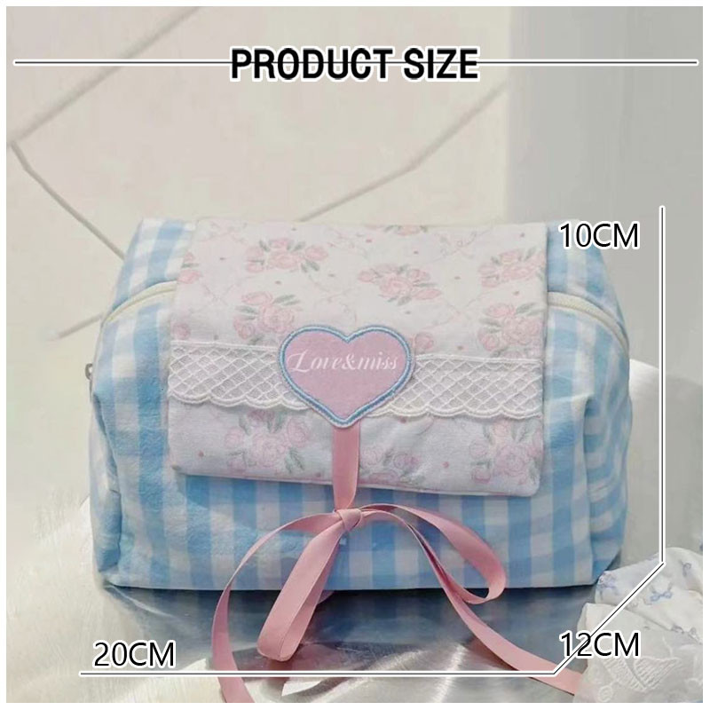 C&k กระเป๋าแต่งหน้า ที่เก็บของน่ารัก niche grid ins กระเป๋าเก็บการศึกษาและกรูมมิ่งความจุขนาดใหญ่แบบพกพา