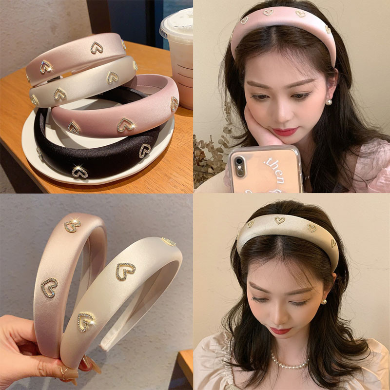 หรูหราหรูหรา Bling Shine Heart HairBands Headwear Headbands สําหรับผู้หญิงสาว