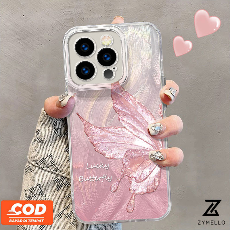 สําหรับ OPPO Reno 13F 5G Reno 12 5G Reno12 F Reno 11F Reno 11 Reno 10 Reno 8T Reno 8Z Reno 7Z Reno5 Reno4 Realme C67 C65 C63 C61 C55 C53 C51 C20 C35 C21Y ผีเสื้อสีชมพูปีกผีเสื้อ