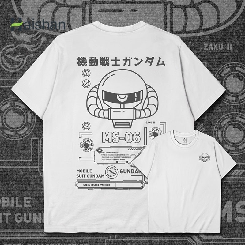 (🔥เสื้อยืดพิมพ์ลาย🔥) (hai Shan) สี Zaku Gundam Mobile Suit Gundam Robot เสื้อยืดแขนสั้นผู้ชายและผู้ห