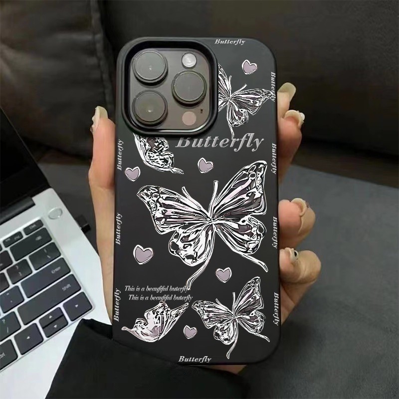 จัดส่งทันที เคสไอโฟน11 12 13 14 15 Pro Max กันกระแทก Sparkling white butterfly Case For iPhone 11,12,13,14,15PM,14PM