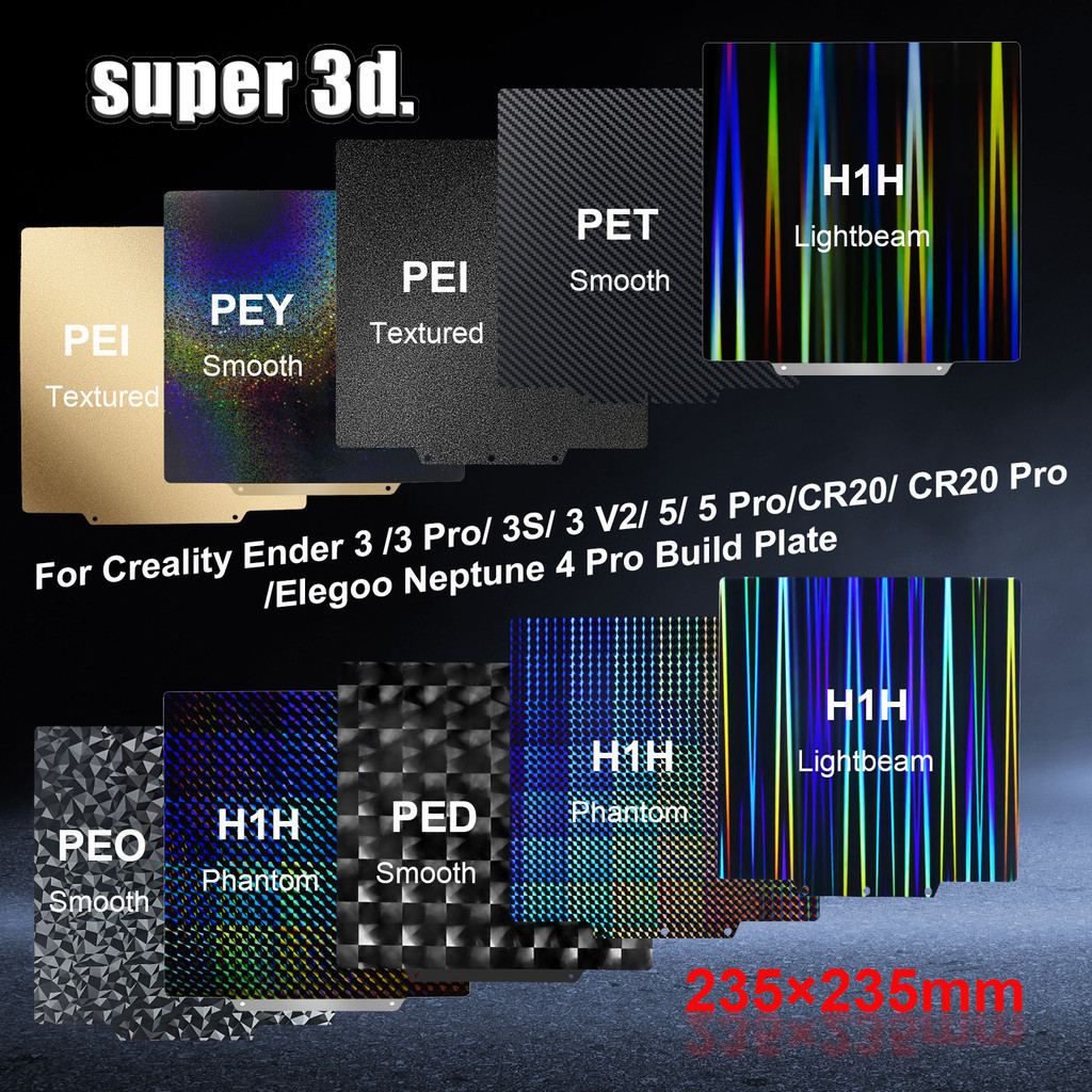 Pei Texture Sheet 235x235 For Ender 3 V3 SE Ender 5 Pet Peo H1H Magnetic Build Plate Smooth Spring Steel 3d Printer Heat