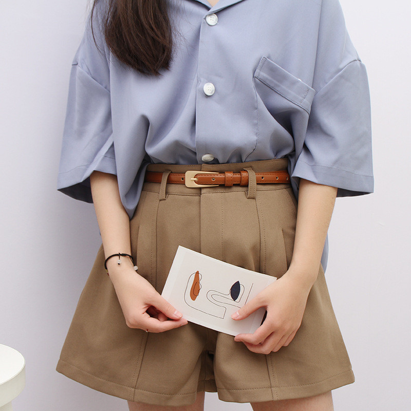 【ส่งไวจากไทย】เข็มขัดลําลองผู้หญิงอุปกรณ์โลหะสีพื้นฐานหลายสี - รูปที่ 4