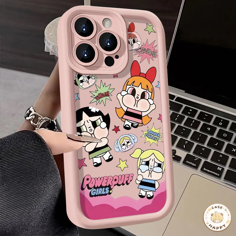 การ์ตูนตลกน่ารักเดอะพาวเวอร์พัฟเกิร์ล แองเจิลอายส เคสiPhone 16 11 15 13 14 12 Pro Max 7 8 16 15 Plus X XS XR Max SE 2020