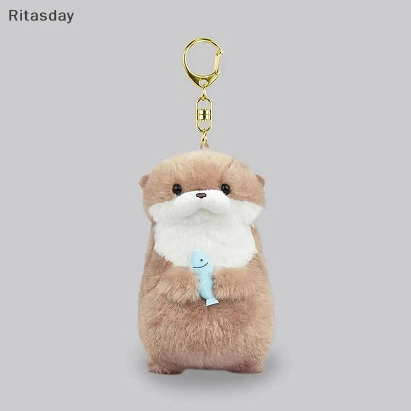 Ritasday น่ารัก Otters ถือปลา Plush Keyrings น้ําหนักเบาจี้ Props สําหรับกระเป๋านักเรียน Key กระเป๋าสตางค์ใหม่