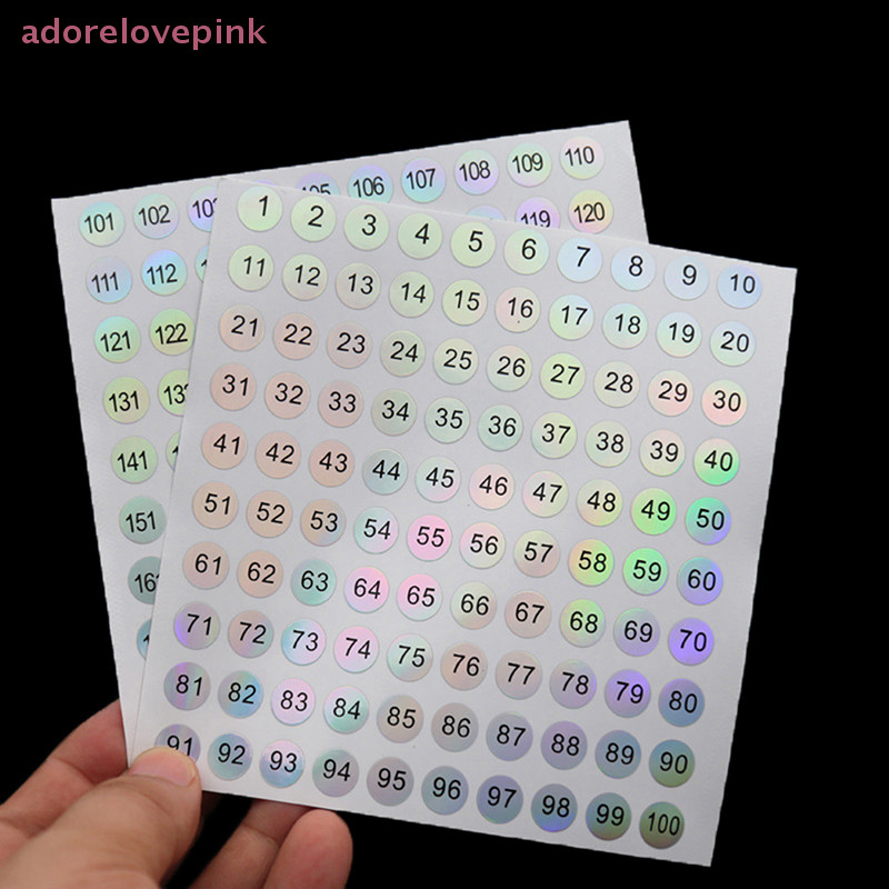 Adorelovepink 1-1000 รอบกันน้ําเล็บจํานวนสติกเกอร์ป้ายดิจิตอล Self กาวตัวเลข th