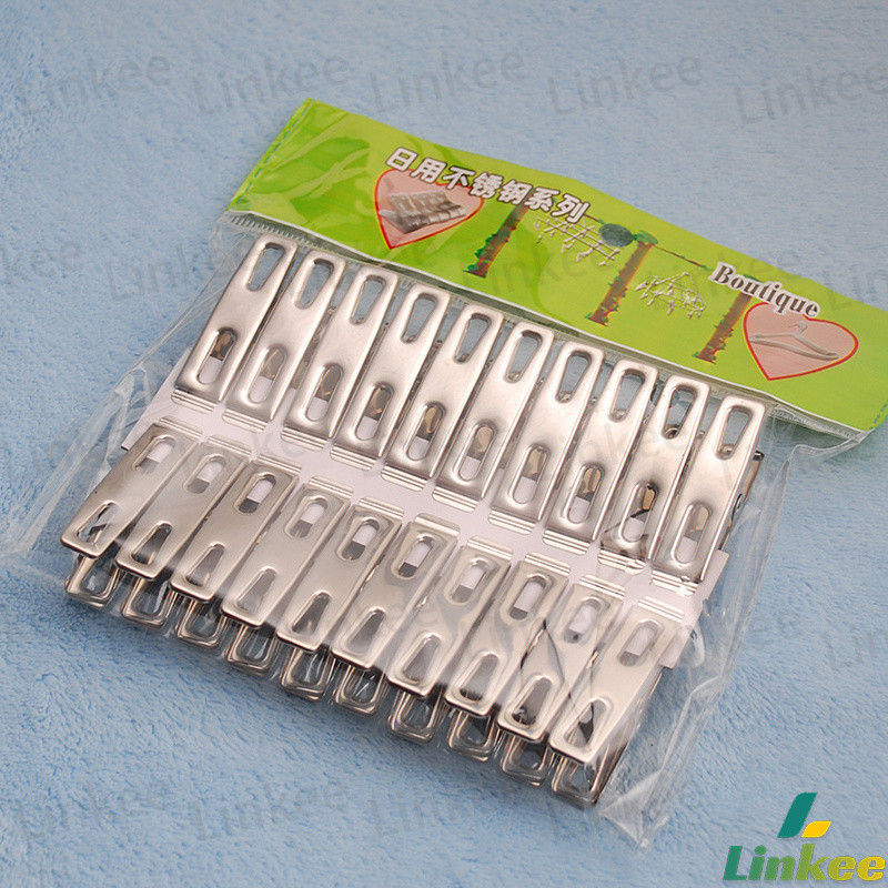 Linkee กิ๊ฟหนีบผ้า คลิปหนีบผ้า ตัวหนีบผ้าสแตนเลส stainless steel clothespin แพ็ค 20 ตัว
