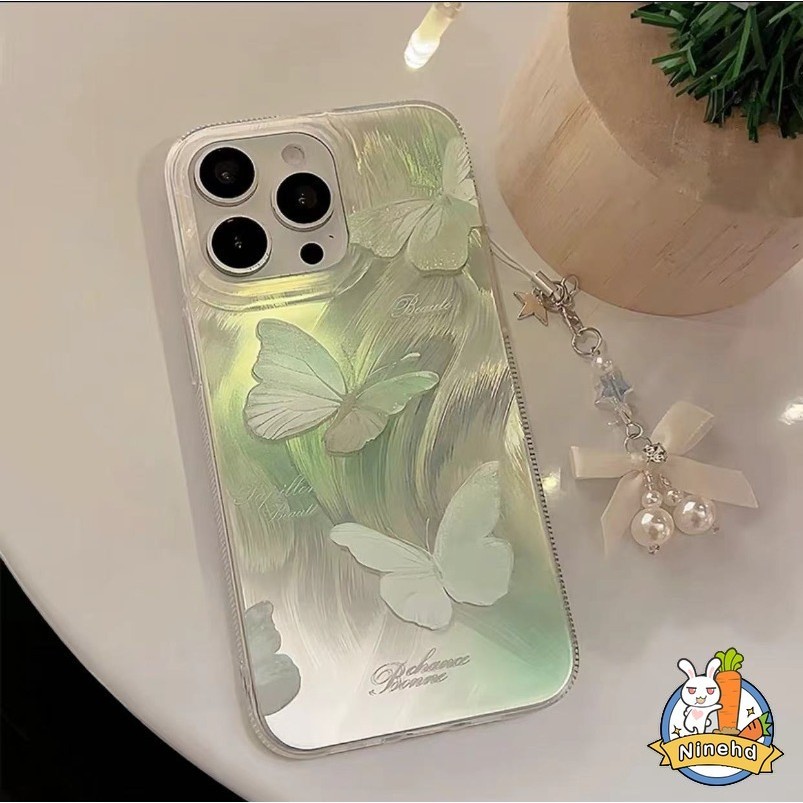 หรูหรา Feather เส้นด้ายสําหรับ Realme 6 หมายเหตุ 50 C53 C51 C11 C55 C65 C63 C67 C35 C30s C33 C25 C15 C12 5I 5S 8I 50A Prime Ins สีเขียว Halo ผีเสื้อกันกระแทก