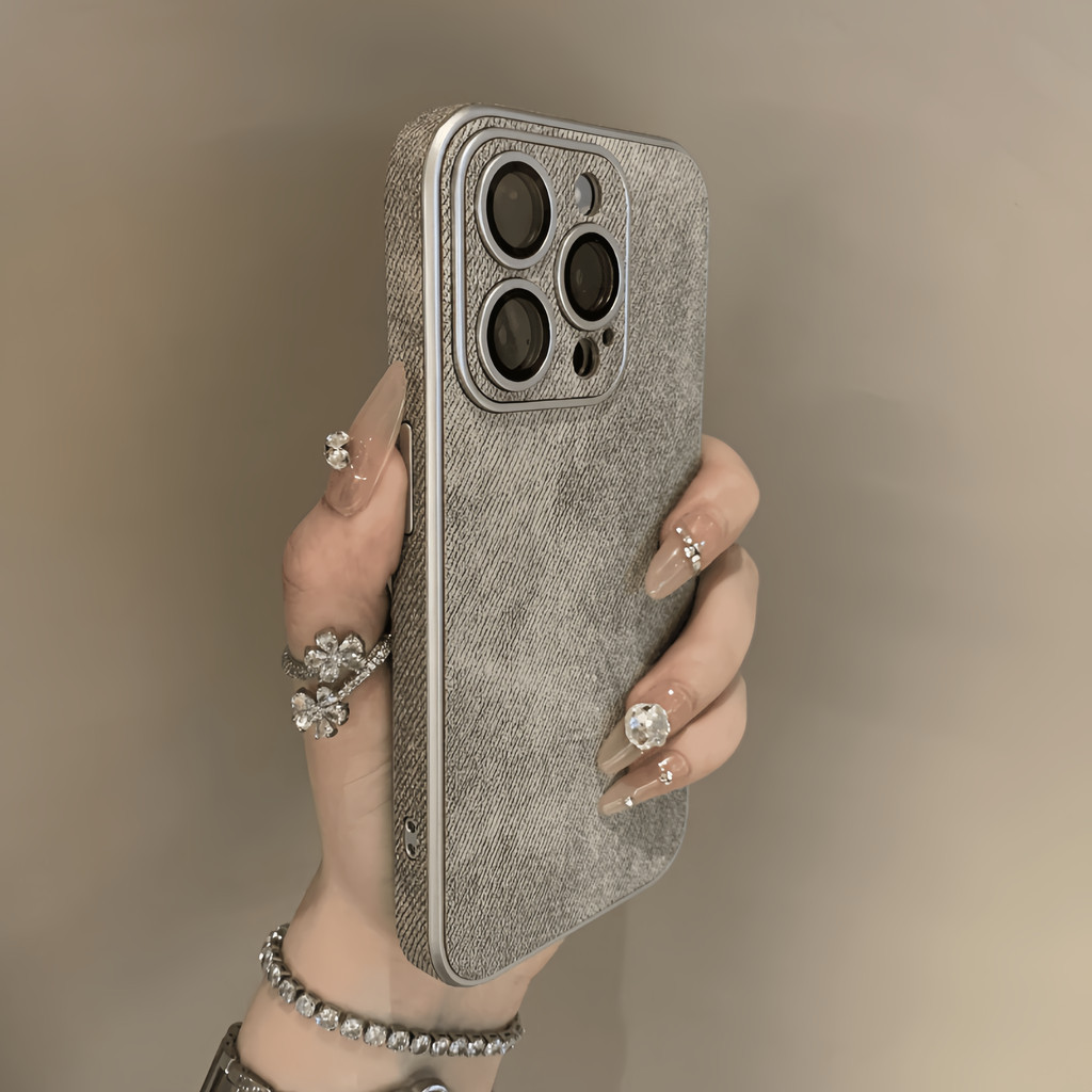 เคสโทรศัพท์ผ้ายีนส์ด้านข้างหรูหราสําหรับ iPhone15 Pro Max 14 13 12 11 Pro Max ปลอกป้องกันการกระแทกกล้องป้องกันลายนิ้วมือฮาร์ดปกหลัง