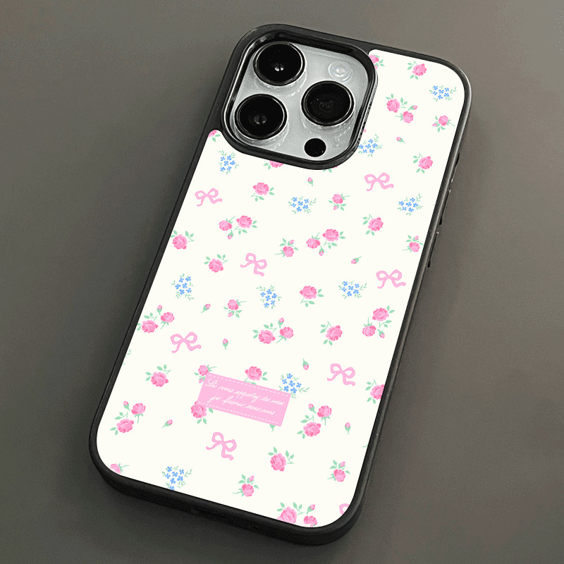 สีชมพูที่เรียบง่ายดอกไม้ขนาดเล็กเคสโทรศัพท์เข้ากันได้กับiphone15 16 14 13 11 12Promax 11Promax 12Pro