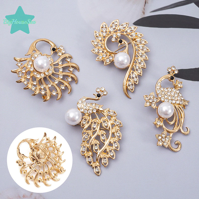 เข็มกลัดนกยูงคริสตัล Rhinestone งานละเอียด แฟชั่น thumbnail 9