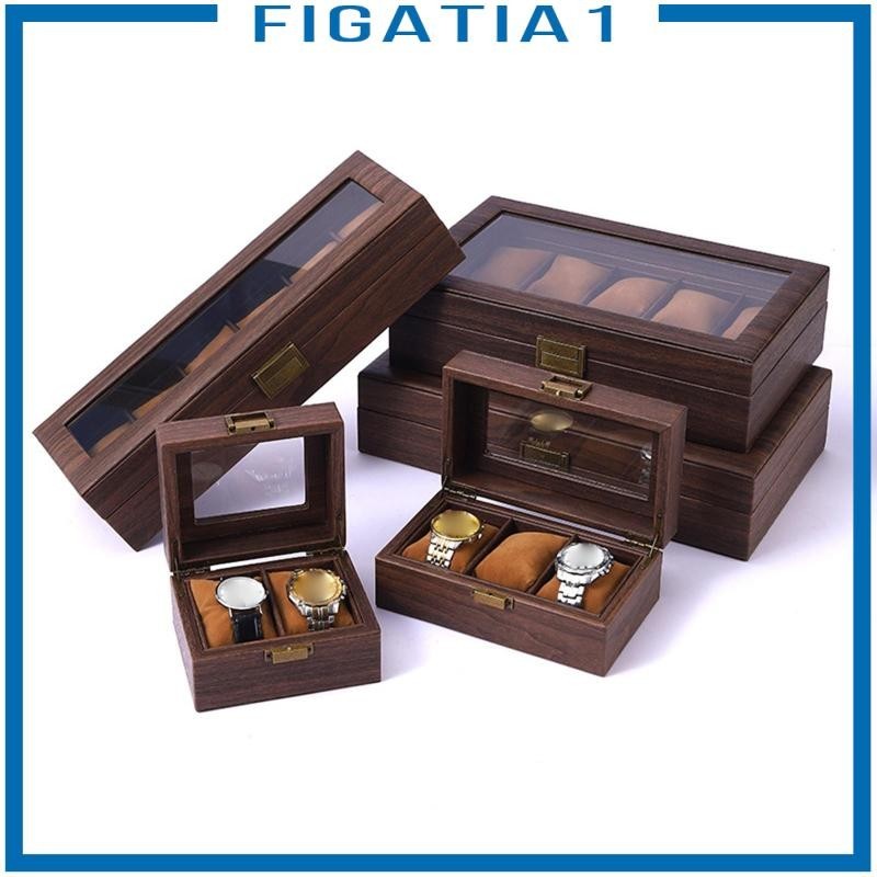 [figatia1] กล่องเก็บนาฬิกา กระจกล็อคได้ ตู้โชว์แบบพกพา นาฬิกาเบาะ