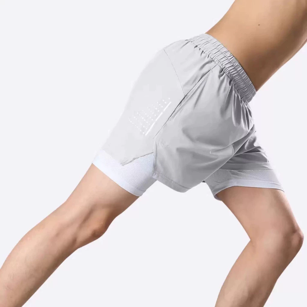 MANSTR กางเกงกีฬาขาสั้น 2in1 ตาข่ายสองชั้น M-5XL ชาย/หญิง สีดำ/เทา/ฟ้า thumbnail 9