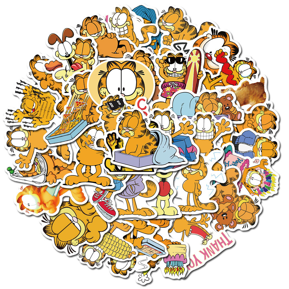สติ๊กเกอร์การ์ตูนแมวการ์ฟิลด์กันน้ํา 50 ชิ้นสําหรับกระเป๋าเดินทางแล็ปท็อป/โทรศัพท์มือถือ