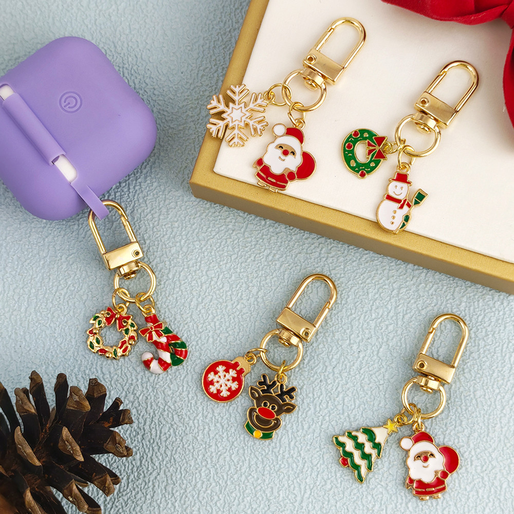น่ารักคริสต์มาส Key Chain การ์ตูน Santa Claus Snowflakes จี้ Key แหวน Xmas ของที่ระลึกของขวัญกระเป๋าถือเครื่องประดับ