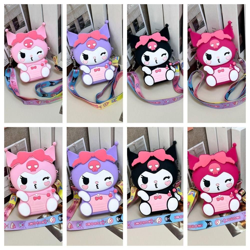 Flashsky Kuromi Silicon Bag,มัลติฟังก์ชั่นY2Kการ์ตูนกระเป๋าใส่เหรียญ,น่ารักซิปกระเป๋าสตางค์ผู้ถือบัตรKuromi Crossbody Bagสุภาพสตรี