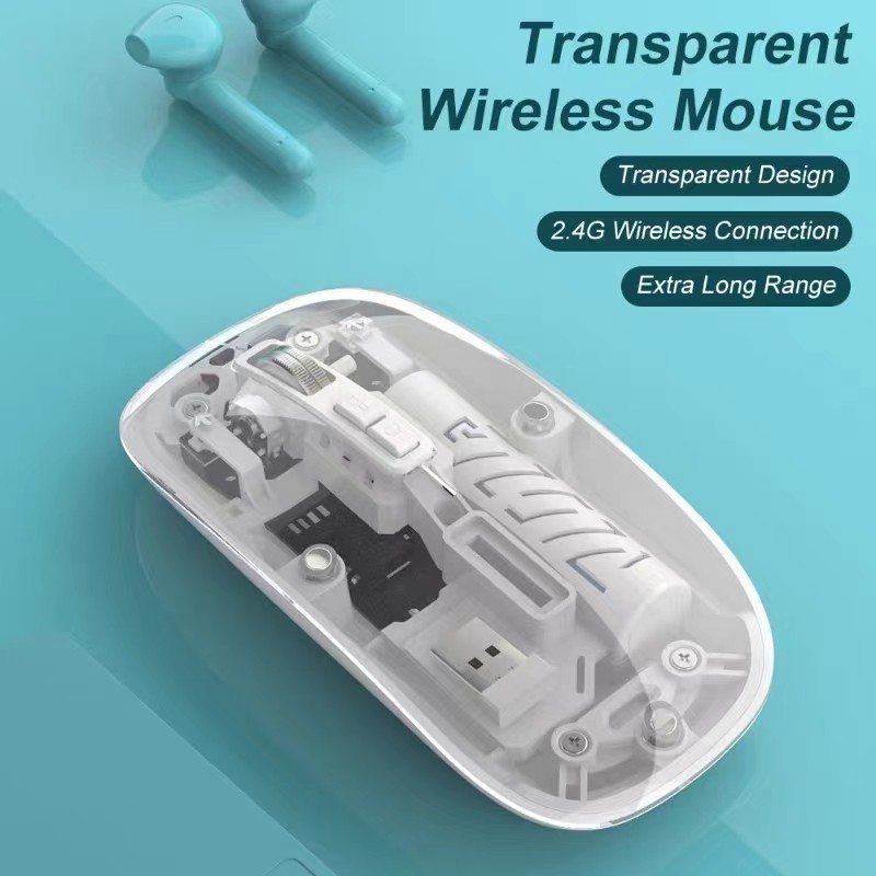 เมาส์ไร้สายบลูทูธโปร่งใส เมาส์ไร้เสียงคลิก เมาส์ไอแพด wireless ชาร์จแบตได้ สําหรับ iPad แล็ปท็อป โทรศัพท์ Android ราคา ถูกที่สุด ดีลบีเคเค แกลเลอรีภาพที่ 2