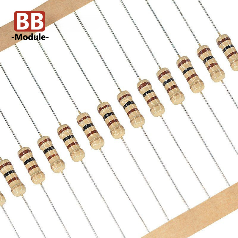 100pcs 1/4W ตัวต้านทานฟิล์มคาร์บอน 0.25W 5% 1R-1M 1R 1.5R 10R 12R 15R 20R 100R 120R 200R 1K 1.2K 1.5
