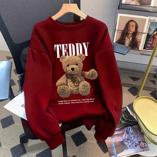 .เสื้อสเวตเชิ้ตโอเวอร์ไซส์2024 เสื้อผ้าผ้าฝ้ายเกาหลีฤดูใบไม้…