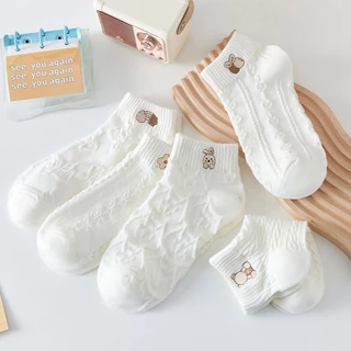 SY_SHOP899 ถุงเท้าข้อสั้น (5สี/10คู่) ถุงเท้าแฟชั่น เนื้อผ้านุ่ม ลายBEAR NO.61