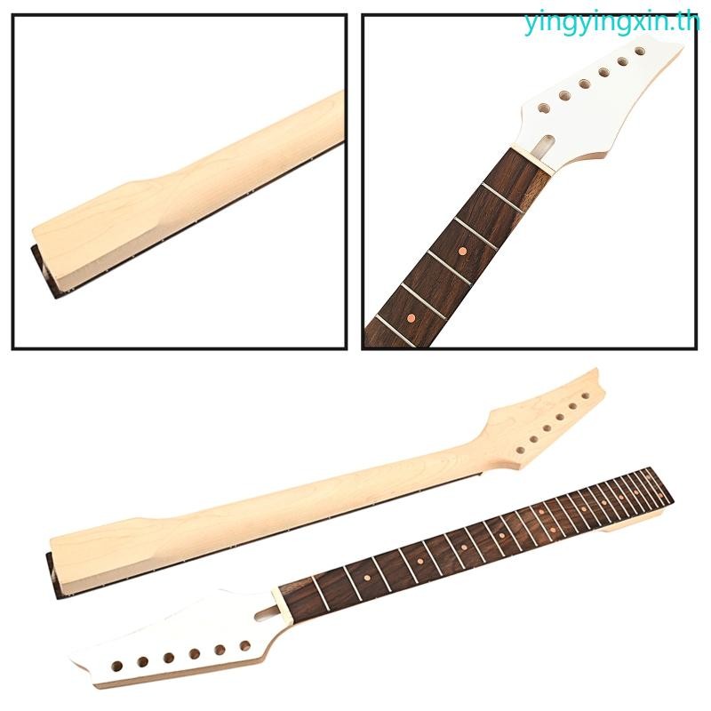 Yin ยังไม่เสร็จ 24 fret กีตาร์คอ Dots Inlays กีตาร์ไฟฟ้าคอเปลี่ยนกีตาร์ String Instrument DIY อะไหล่