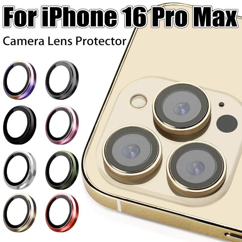 โทรศัพท์กล้องเลนส์ป้องกันสําหรับiphone 16 15 14 Plus 13 12 mini 11 Pro 16Pro 16Plus Maxโลหะเลนส์แหวนกระจกนิรภัยกลับเลนส์ป้องกันหมวก