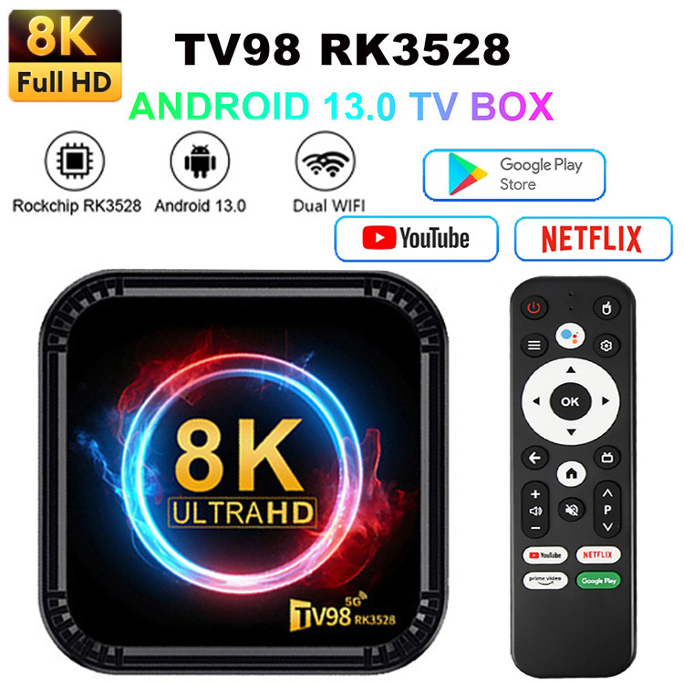 กล่องแอนดรอยด์ ดิจิตอล 8K HD WIFI Smart Android TV BOX RK3528 RAM4G+ROM64GB Wifi6 กล่องแอนดรอยด์ทีวี YouTube Netflix