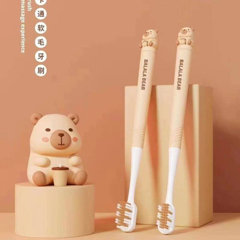 คาปิบาระ แปรงสีฟัน น่ารัก การ์ตูนนักเรียนผู้ใหญ่ครัวเรือนแปรงฟันชุดแปรงสีฟันนุ่มทันตกรรมดูแลช่องปากของขวัญวันวาเลนไทน์