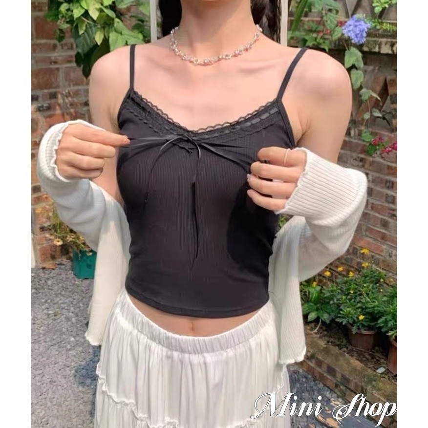 Mini shop พร้อมส่ง (FY635) 4สี เสื้อสายเดี่ยว มีฟองน้ำ สีพื้น ใส่สบาย ยืดกำลังดี เสื้อกั๊ก สไตล์เวียดนาม เกาหลี