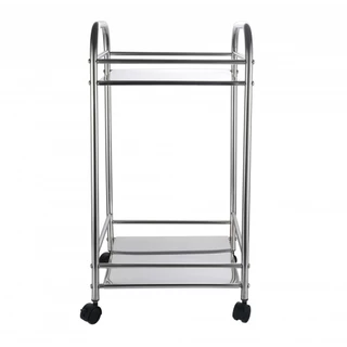 shophome468 SANE ชั้นวางของสเตนเลสอเนกประสงค์พร้อมล้อ 2ชั้น 40x33.5x76ซม. FIBBA รับประกันของเเท้