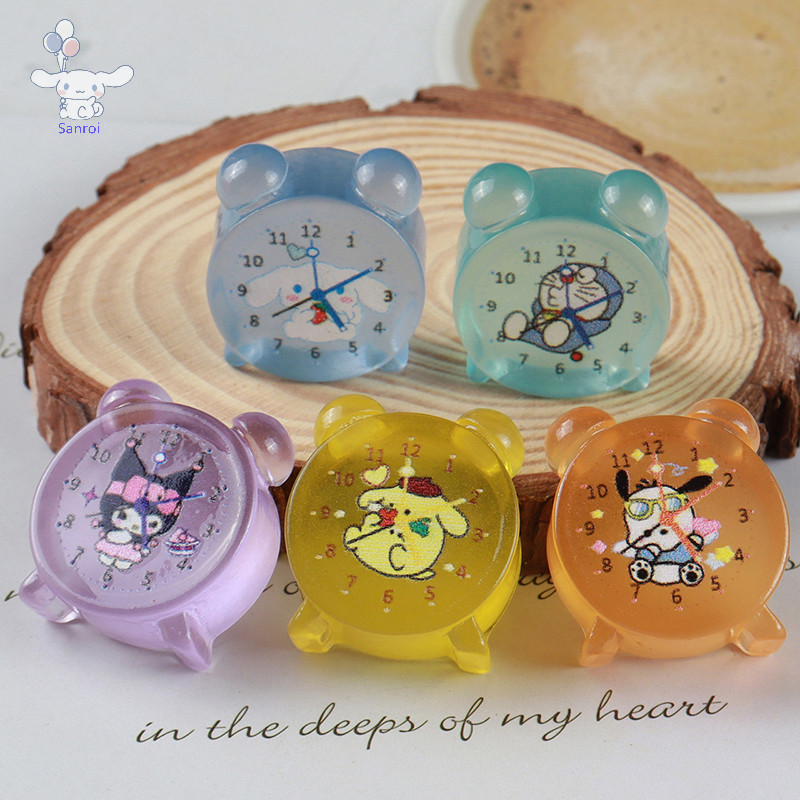 [San] อะนิเมะ Sanrios นาฬิกาปลุก Series 3D Luminous เรซิ่น Patch เครื่องประดับ MyMelody Kuromi Cinnamoroll DIY ทําด้วยมือตกแต่งวัสดุ POP