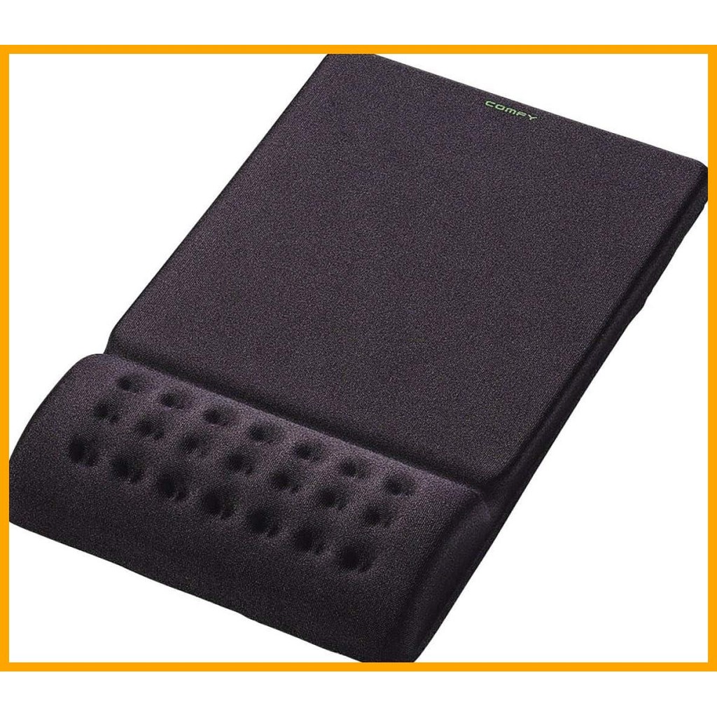 [ส่งตรงจากญี่ปุ่น] แบรนด์ญี่ปุ่น ELECOM Mouse Pads แผ่นรองเมาส์ Integrated Wrist Rest ลดความเมื่อยล้า "COMFY" Soft (สีดำ) MP-095BK