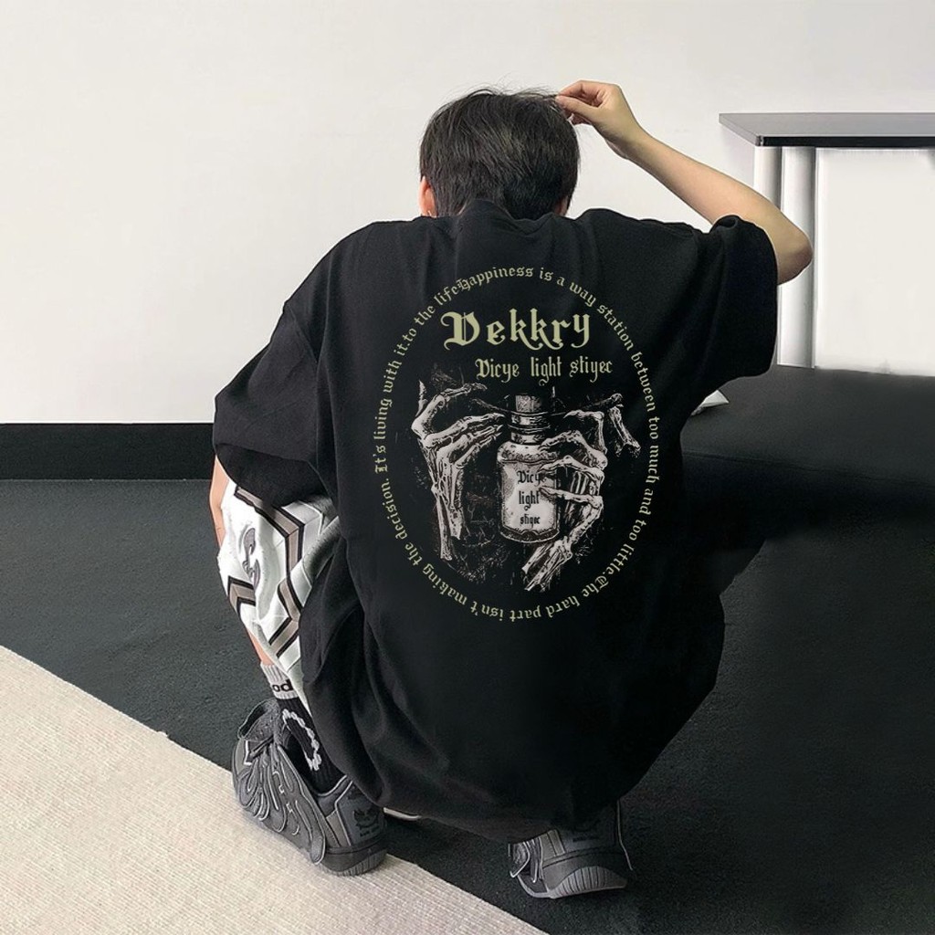 TeeTwoOne วินเทจอเมริกัน เสื้อวินเทจ DEKKRY คอกลมผ้าฝ้า ยนุ่ม ใส่สบายไม่หด เสื้อยืดโอเวอร์ไซส์
