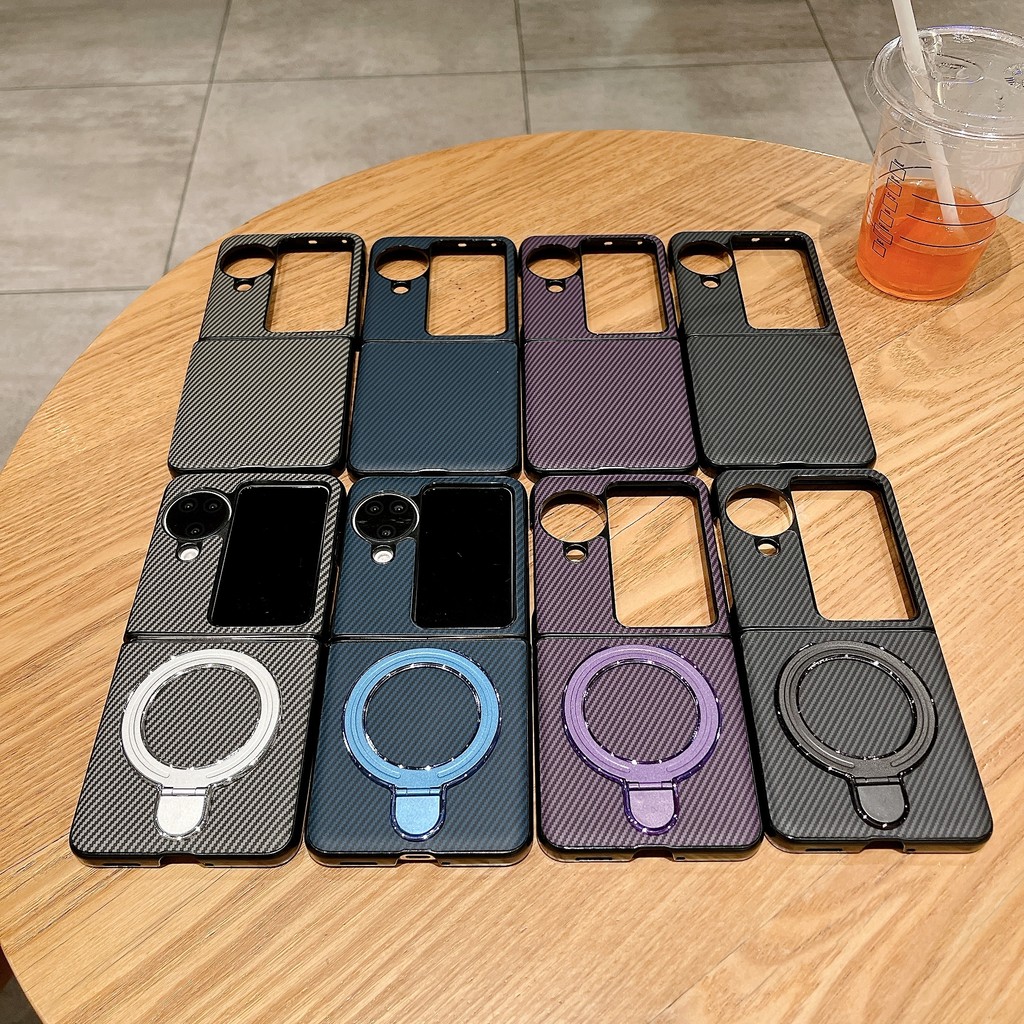 Magnetic Bracket Stand Holder Hard KEVLAR เคสโทรศัพท์กันกระแทกสําหรับ OPPO Find N3 N2 Flip Back Cover