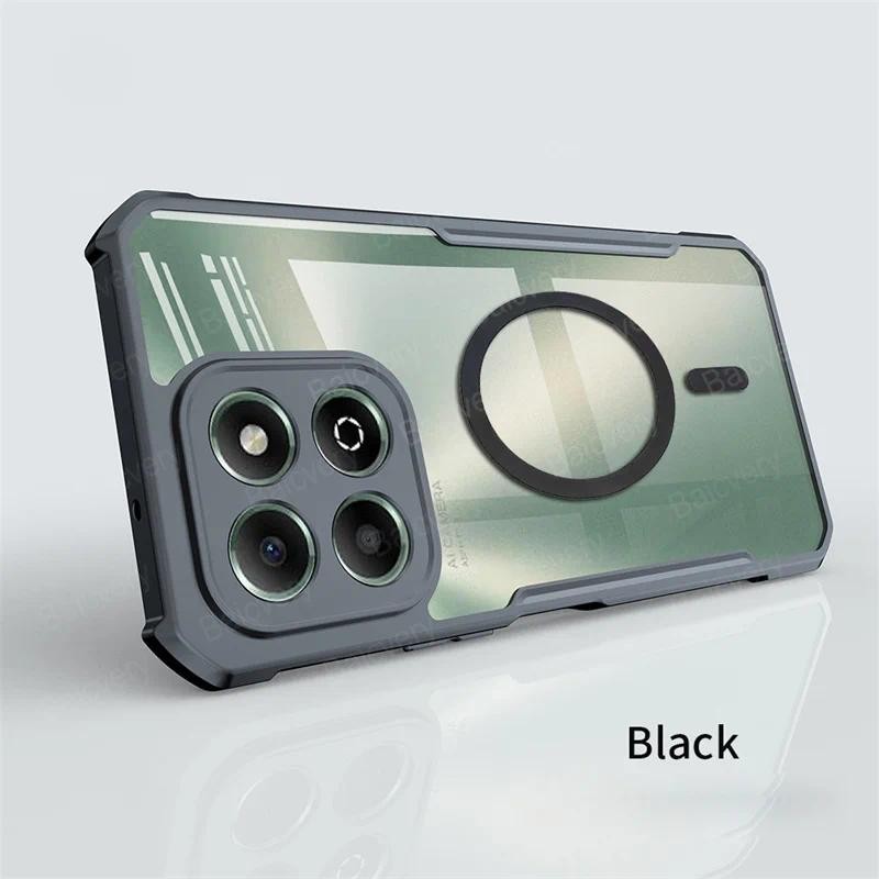 ปลอกสําหรับ Honor X6b JDY-LX1 JDY-LX2 อะคริลิคใสป้องกันปกหลังพร้อมสติกเกอร์แม่เหล็ก