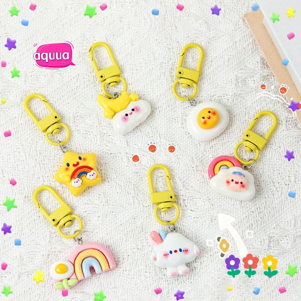 จี้กระเป๋า AQUUA, Moon Star กระเป๋าถือตกแต่งพวงกุญแจน่ารัก, แฟนของขวัญเรซิ่นกระเป๋านักเรียนนักเรียนแขวน