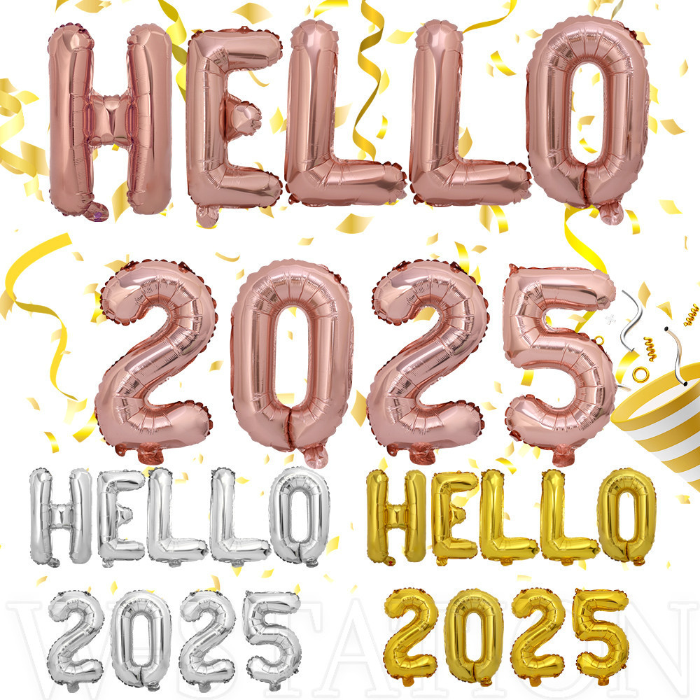 สวัสดี 2025 ลูกโป่งฟอยล์ตัวอักษร-กุหลาบ,สีทอง,สีเงิน-ชุดบอลลูนขนาดใหญ่16นิ้ว-ตกแต่งวันเกิดครบรอบ-อุปกรณ์งานเลี้ยงปีใหม่-อุปกรณ์ประกอบฉากภาพ
