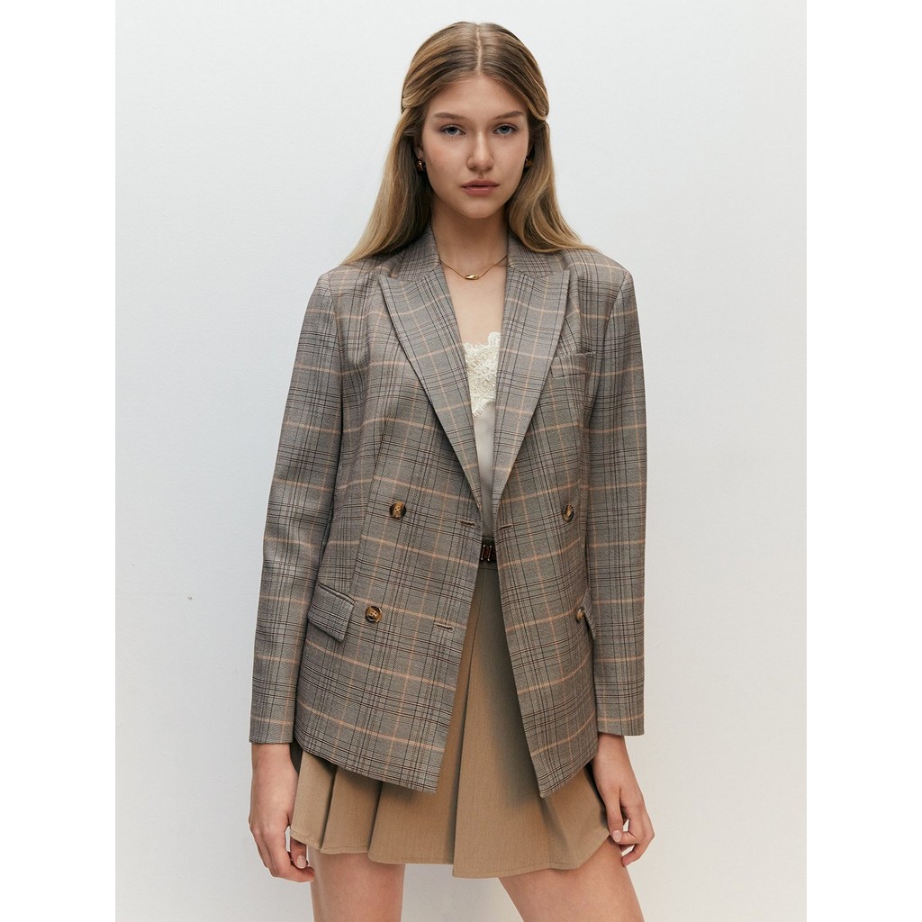 [Pomelo] Double Breasted Plaid Blazer