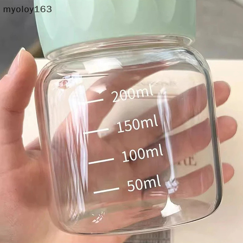 Myoloy 200ml แก้ว Borosilicate สูงถ้วยน้ําโปร่งใส Scale Mini ถ้วยไขมันแบบพกพาน้ําผลไม้แก้วเครื่องดื่มคอนเทนเนอร์ Travel Home ของขวัญ TH