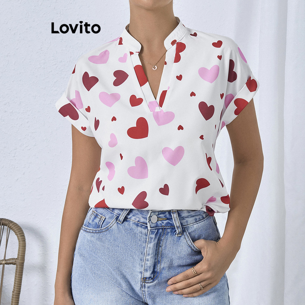 Lovito เสื้อหัวใจรูปหัวใจหรูหราสง่างามสำหรับผู้หญิง LBL16327