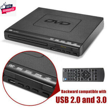 พร้อมสาย HD และอินพุตไมโครโฟน 1080P เครื่องเล่นดีวีดี VCD CD DVD USB RW+HDMI Player เครื่องเล่นmp3 เ