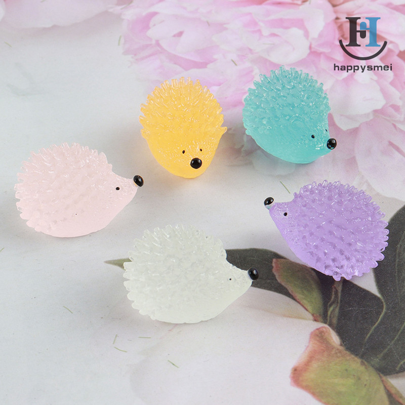 [GA] 5 ชิ้น/เซ็ตที่มีสีสัน Luminous Hedgehog ตกแต่งเรซิ่นเรืองแสงในที่มืดสัตว์น่ารัก Aquarium Micro Landscape Decor TH