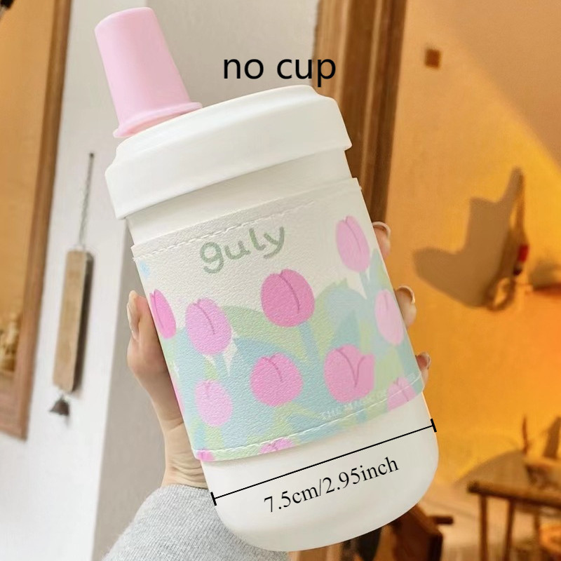 น้ําตาล (ไม่ใช่ขวดน้ํา) ฝาครอบแก้วกาแฟ ปู่ ปลอกขวดน้ําน่ารักฝาครอบถ้วยฉนวนกันความร้อนกันลื่น
