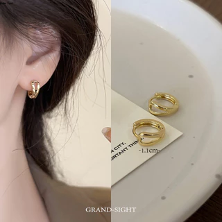 🔥พร้อมส่ง🔥 ต่างหูห่วงเงิน sterling 92.5% ทั้งตัวเรือน ชุบทองเหลือง ต่างหูเพชร ของขวัญ