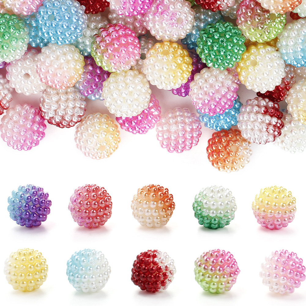 50 ชิ้นทูโทนไล่โทนสีลูกปัด Bayberry Balls ลูกปัดแบบหลวมสําหรับเครื่องประดับทํา Dopamine Series ต่างหูอุปกรณ์ตกแต่ง