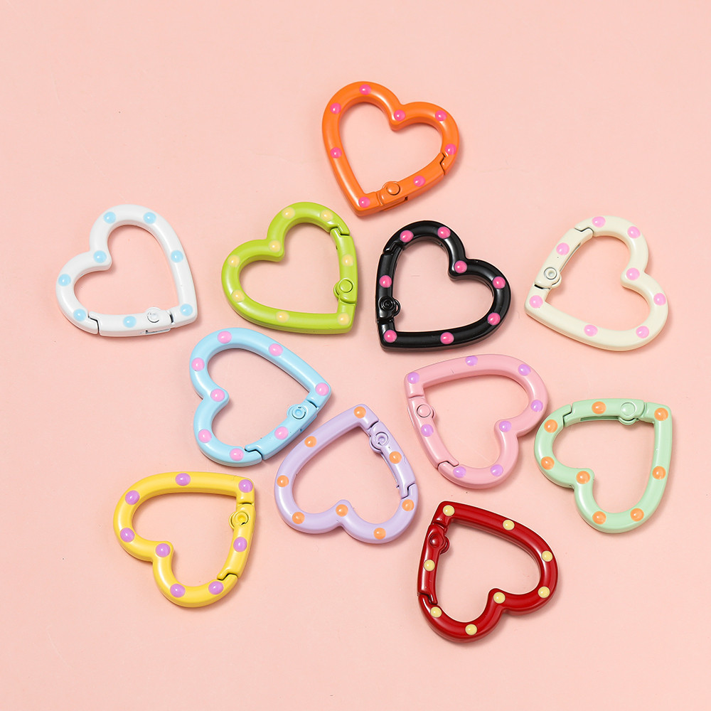 St.kunkka 2-5 มือวาดหัวใจแหวนฤดูใบไม้ผลิหัวเข็มขัดโลหะผสมหัวใจฤดูใบไม้ผลิหัวเข็มขัดแฟชั่น Charm Heart-Shaped DIY พวงกุญแจโทรศัพท์มือถือโซ่จี้อุปกรณ์เสริม - รูปที่ 6