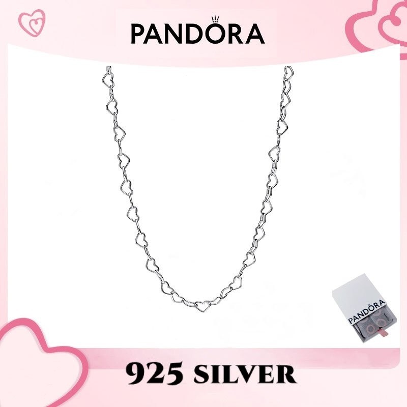 100% แท้ S925เงินสเตอร์ลิงแพนดอร่า [393334C00-45] เชื่อมโยงหัวใจถ่านหินสร้อยคอ